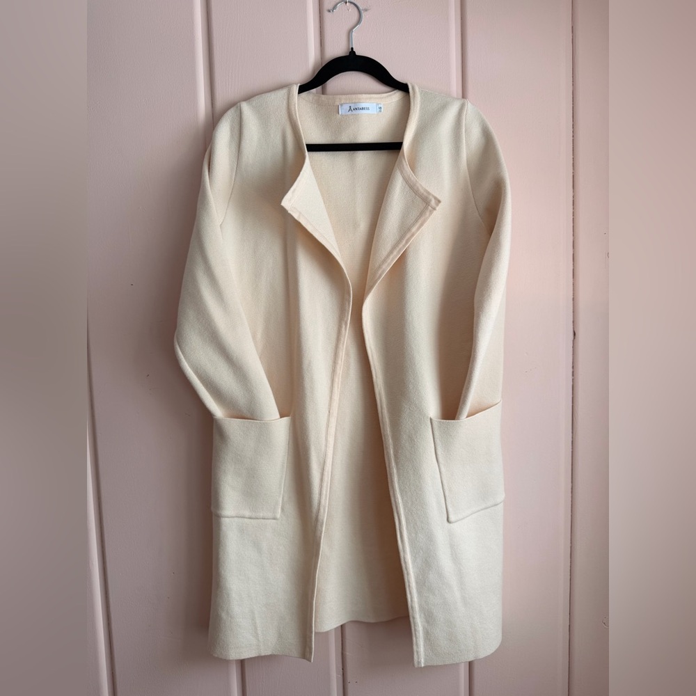 Anrabess Cream Open Front Cardigan sz Small